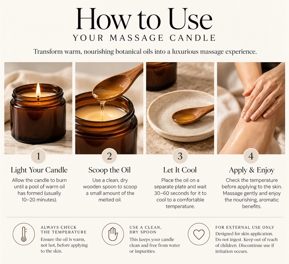 Eden Botanicals Apothecary - Organic Cocoa Butter, Coconut Oil & Beeswax Massage Candle